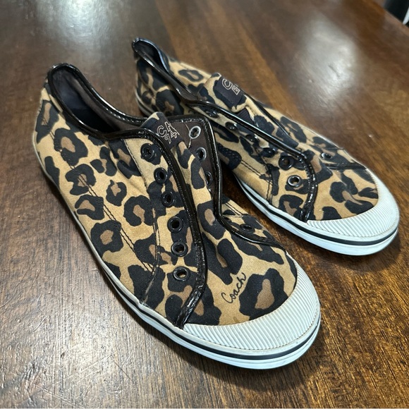 COACH Kira Animal Leopard Print Designer Sneakers Cheetah Women's Size L8B R8.5B - Picture 1 of 7